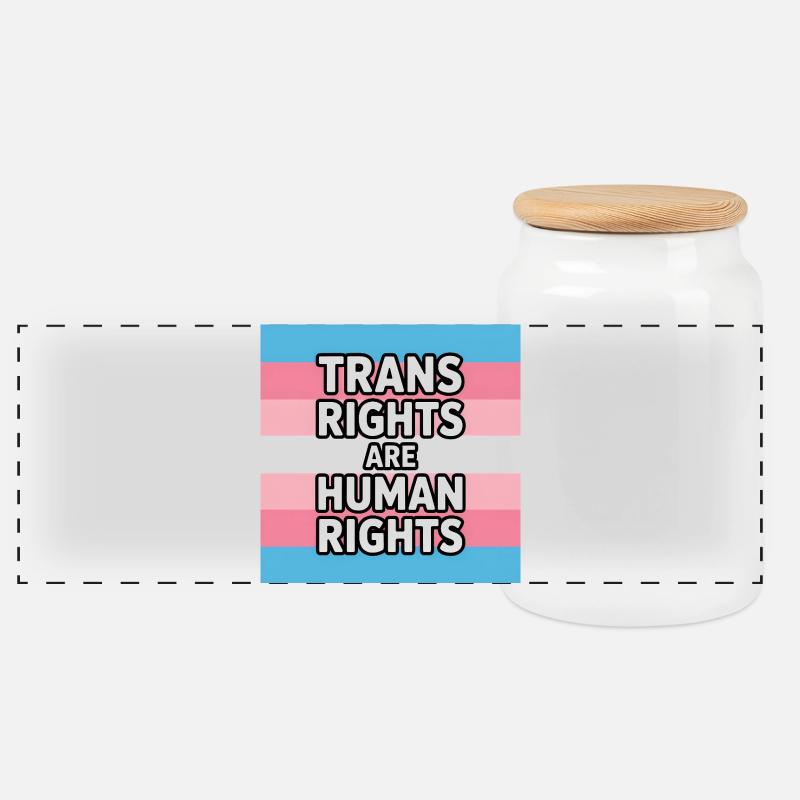 Trans-Rechte sind Menschenrechte – Pride Tee - Panorama Keksdose mit Holzdeckel - Weiß