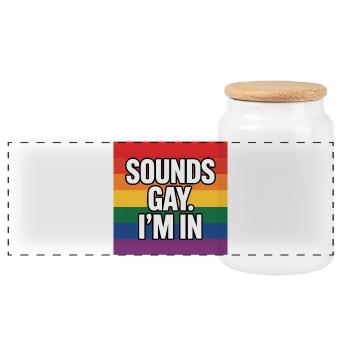 Ça a l’air gay, je suis dedans - T-shirt de la fierté - Boîte à biscuits avec couvercle en bois - blanc - Devant