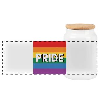 Pride - T-shirt avec drapeau arc-en-ciel queer - Boîte à biscuits avec couvercle en bois - blanc - Devant