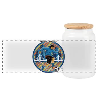 Motif du football urbain Freestyle Football City Move - Boîte à biscuits avec couvercle en bois - blanc - Devant