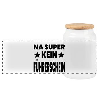 Führerschein - Panorama Keksdose mit Holzdeckel - Weiß - Vorne