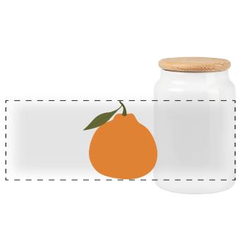 Orange minimaliste avec feuille - Boîte à biscuits avec couvercle en bois - blanc - Devant
