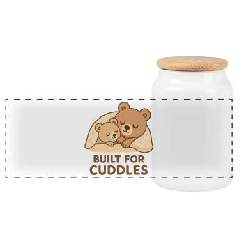 Zwei Bären zum Kuscheln – Built for Cuddles - Panorama Keksdose mit Holzdeckel - Weiß - Vorne