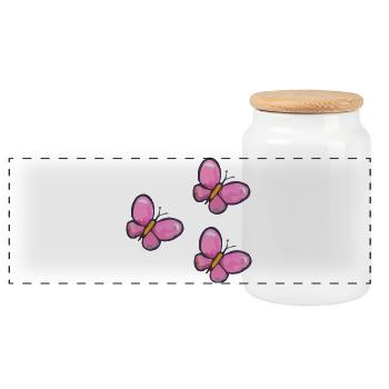 Motif PinkButterfly - Boîte à biscuits avec couvercle en bois - blanc - Devant