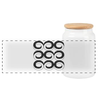 Optical Illusion Circles Texture - Panoramic Cookie Jar with Wooden Lid - white - Front