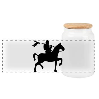 Silhouette du chevalier - Boîte à biscuits avec couvercle en bois - blanc - Devant