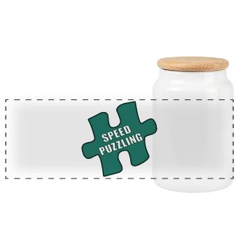 Speed Puzzling - Panoramic Cookie Jar with Wooden Lid - white - Front