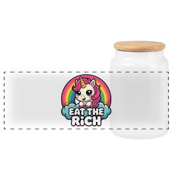 Eat the Rich - Funny Socialism Design - Panoramic Cookie Jar with Wooden Lid - white - Front
