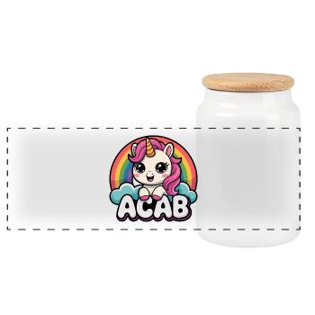 ACAB - Anti-Cops Unicorn Tee - Panoramic Cookie Jar with Wooden Lid - white - Front