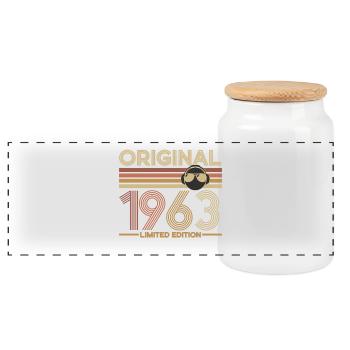 Original 1963 Edition Limité - Boîte à biscuits avec couvercle en bois - blanc - Devant