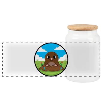 Petit héros creuseur de taupes dans le jardin - Boîte à biscuits avec couvercle en bois - blanc - Devant