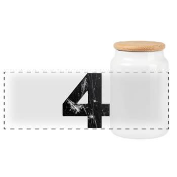 Black four-scratch pattern - Panoramic Cookie Jar with Wooden Lid - white - Front