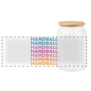 Handball Vintage - Panorama Keksdose mit Holzdeckel - Weiß - Vorne