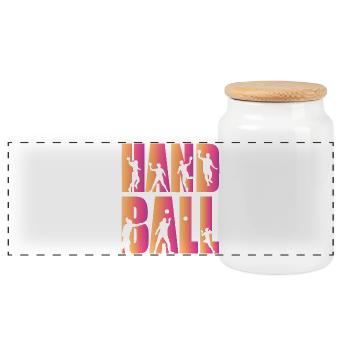Handball - Boîte à biscuits avec couvercle en bois - blanc - Devant