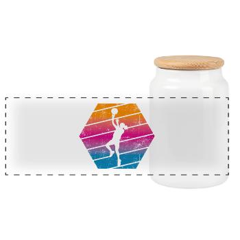 Basketball player - Panoramic Cookie Jar with Wooden Lid - white - Front
