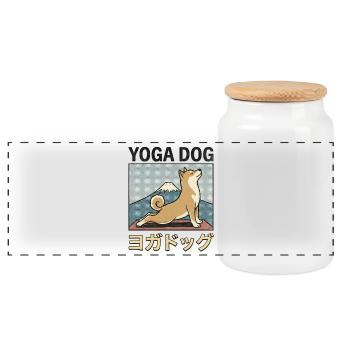 Yoga Dog - Panorama Keksdose mit Holzdeckel - Weiß - Vorne