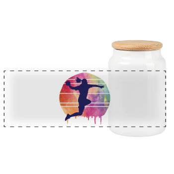 Joueur de handball - Boîte à biscuits avec couvercle en bois - blanc - Devant