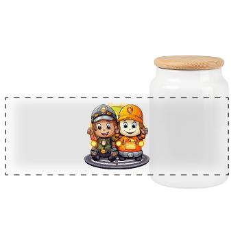 Deux héros de la mine - Boîte à biscuits avec couvercle en bois - blanc - Devant