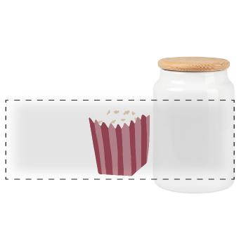 Popcorn Box Illustration - Panoramic Cookie Jar with Wooden Lid - white - Front
