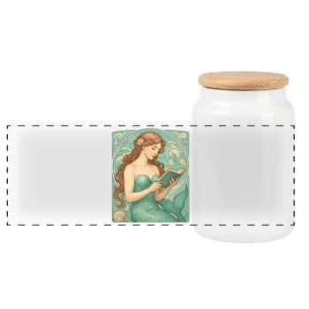 Lecture Art nouveau des sirènes - Boîte à biscuits avec couvercle en bois - blanc - Devant