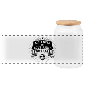 All i need is love and Football - black - Panoramic Cookie Jar with Wooden Lid - white - Front