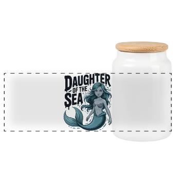 Fille de la Mer - Boîte à biscuits avec couvercle en bois - blanc - Devant