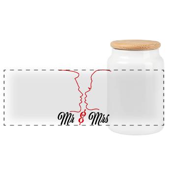 Monsieur et Madame - Viennent de se marier - Boîte à biscuits avec couvercle en bois - blanc - Devant