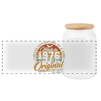 Cadeau d’anniversaire vintage vintage rétro 1976 - Boîte à biscuits avec couvercle en bois - blanc - Devant