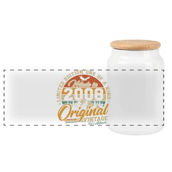 2008 Vintage Vintage 18th Birthday Gift - Panoramic Cookie Jar with Wooden Lid - white - Front