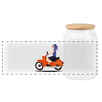 DELNJOSERBOWKA MOPED - Panorama Keksdose mit Holzdeckel - Weiß - Vorne