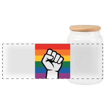 Antifa Fist - Antifascist Merch - Panoramic Cookie Jar with Wooden Lid - white - Front