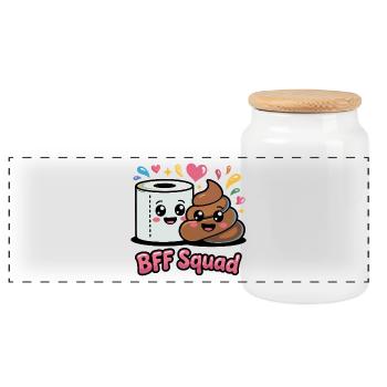 Selles de papier toilette de l’équipe BFF - Boîte à biscuits avec couvercle en bois - blanc - Devant