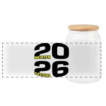 Champion and promoted team 2026 - Panoramic Cookie Jar with Wooden Lid - white - Front