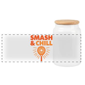 Smash & Chill Padel Tennis Sportler Style - Panorama Keksdose mit Holzdeckel - Weiß - Vorne