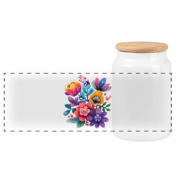 Fleurs Jardin Floral Coloré - Boîte à biscuits avec couvercle en bois - blanc - Devant