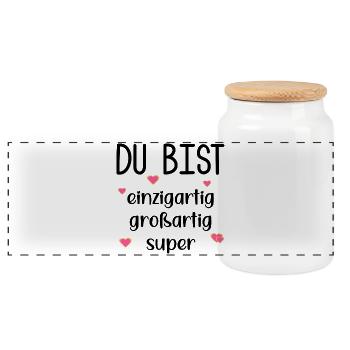 Appreciation Partnership Gratitude - Panoramic Cookie Jar with Wooden Lid - white - Front