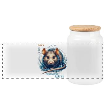 Water Rat 1972 – Legendary and in the Element - Panoramic Cookie Jar with Wooden Lid - white - Front
