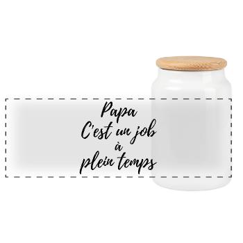 Papa, c'est un job à plein temps - Boîte à biscuits avec couvercle en bois - blanc - Devant