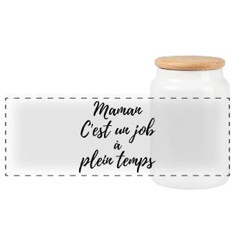 Maman, c'est un job à plein temps - Boîte à biscuits avec couvercle en bois - blanc - Devant