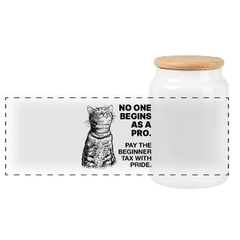 Mentalité de débutant – Apprendre le demi-ton du chat - Boîte à biscuits avec couvercle en bois - blanc - Devant