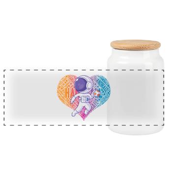 Cœur d’astronaute de handball - Boîte à biscuits avec couvercle en bois - blanc - Devant