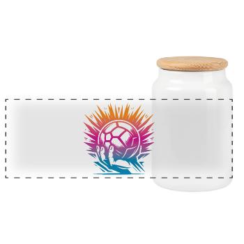 Handball - Boîte à biscuits avec couvercle en bois - blanc - Devant