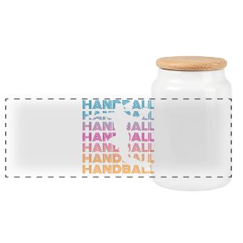 Handball player - Panoramic Cookie Jar with Wooden Lid - white - Front