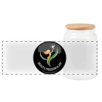 Freedom Beauty & Fun - Panoramic Cookie Jar with Wooden Lid - white - Front