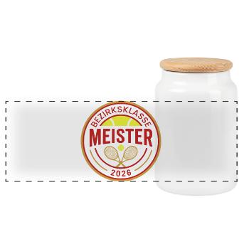 Champion de tennis 2026, Coupe de champion de la classe de district - Boîte à biscuits avec couvercle en bois - blanc - Devant