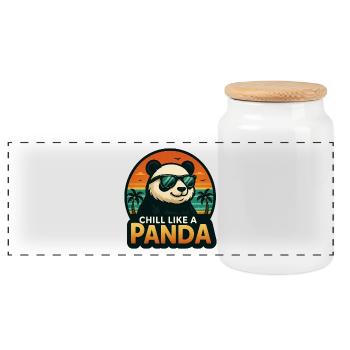 Chill like a panda - Panoramic Cookie Jar with Wooden Lid - white - Front