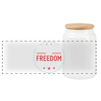 Ensemble pour la Liberté – Badge Étoilé - Boîte à biscuits avec couvercle en bois - blanc - Devant