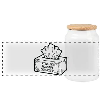 Crying Over Fictional Characters - Panoramic Cookie Jar with Wooden Lid - white - Front
