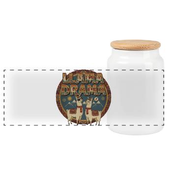 Llama Drama Retro Alpagas Mountains Design - Boîte à biscuits avec couvercle en bois - blanc - Devant