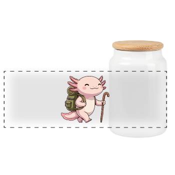 Art de randonnée mignon Poisson Axolotl de randonnée - Boîte à biscuits avec couvercle en bois - blanc - Devant